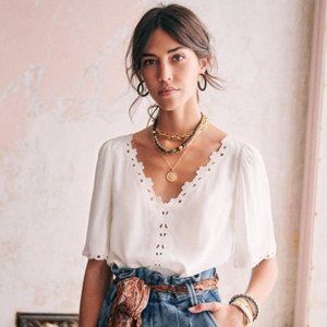 Sezane Ilonie Blouse in Ecru - Size 34